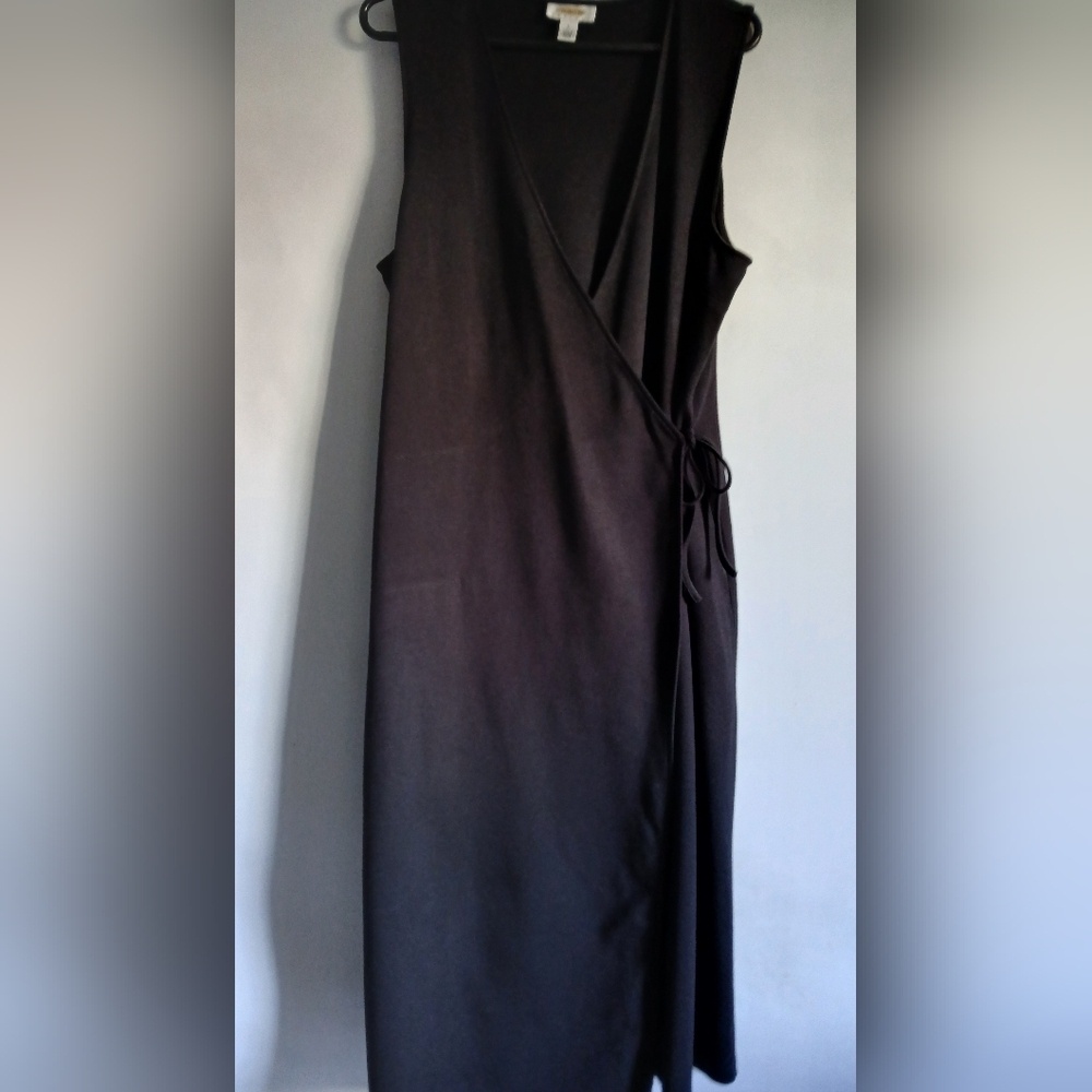 Women's Talbots Petite black rayon knit sleeveless long dress SzPL - Picture 12 of 13